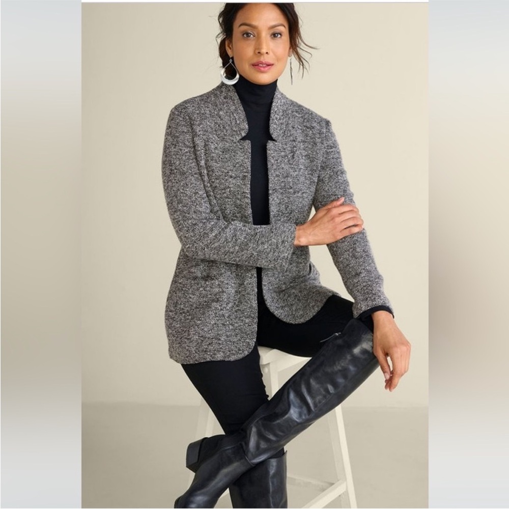 Soft Surroundings XL St James Open Knit Sweater Blazer Jacket Fully Lined Office